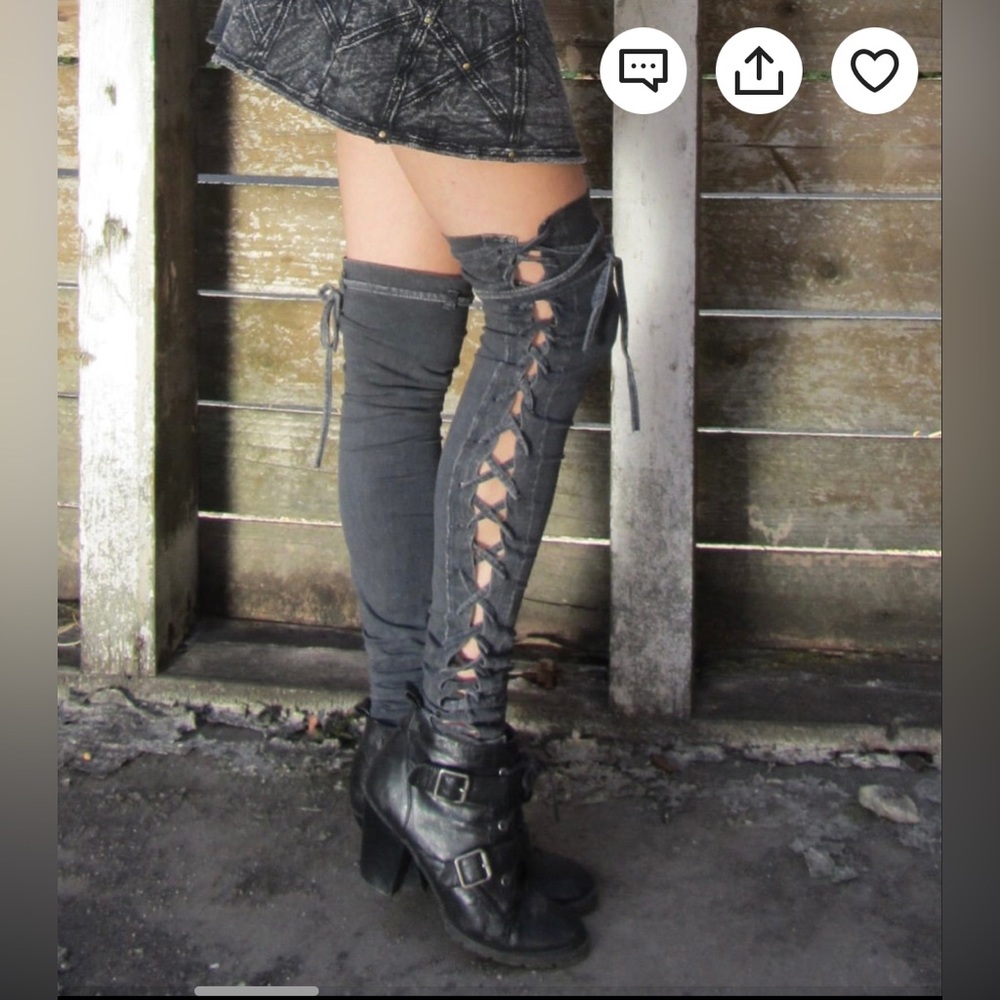 Steampunk / Viking / Post Apocalyptic Lace-up Thigh Highs / Leg Warmers